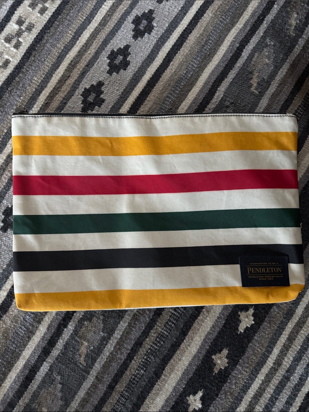 Pendleton Glacier Striped Canvas Large Zipper Pouch - Striped Oversized